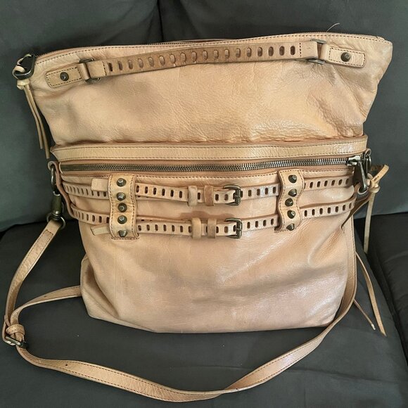 Joelle Hawkins by Treesje "Victory" tan leather shoulder bag - Picture 1 of 16